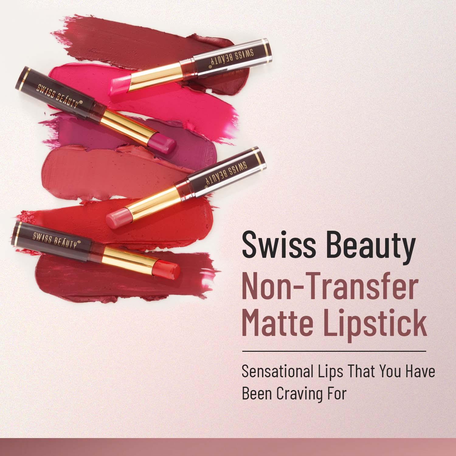 Swiss Beauty Non-Transfer Smooth & Waterproof Matte Lipstick  Shade No. 15 Pink Up