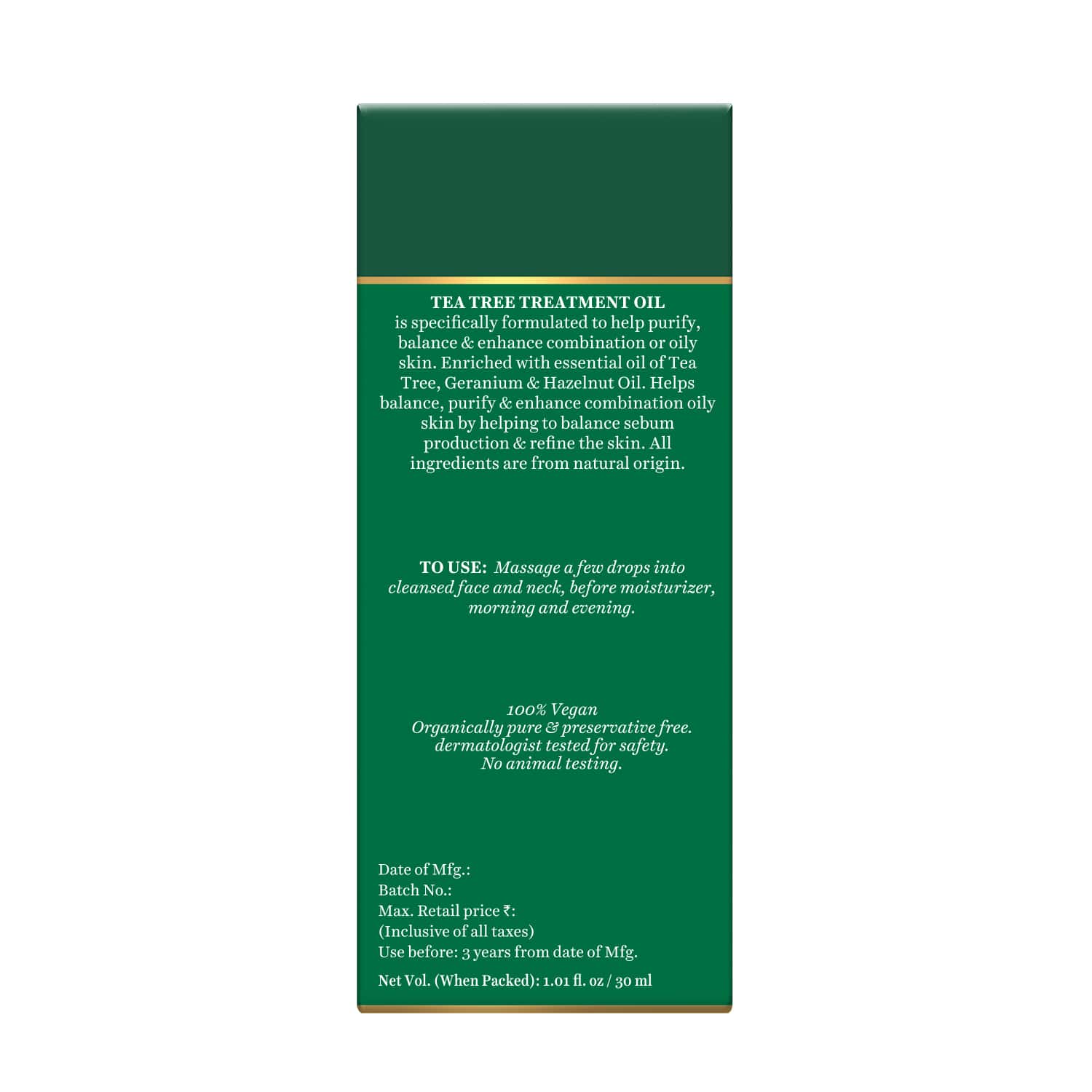 Biotique Tea Tree Treament Essential Face Oil with Hazelnut & Geranium 30ml