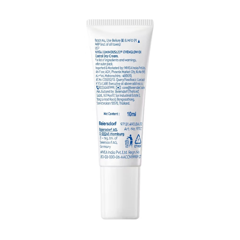 Nivea - Luminous Even Glow Oil Control SPF50 Day Cream with Hyaluronic Acid 10ml