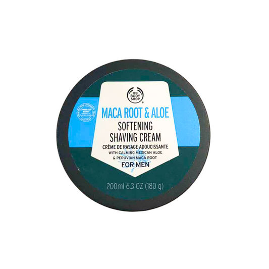 The Body Shop shaving cream tub: Maca Root & Aloe, 200 ml