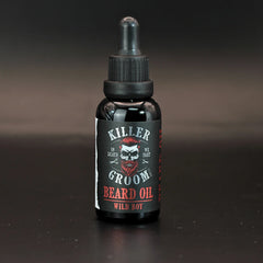 Beard oil bottle with dropper, Killer Groom Wild Boy label