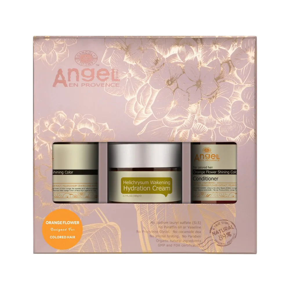 Skincare hydration cream gift set in light pink box with jars and bottles