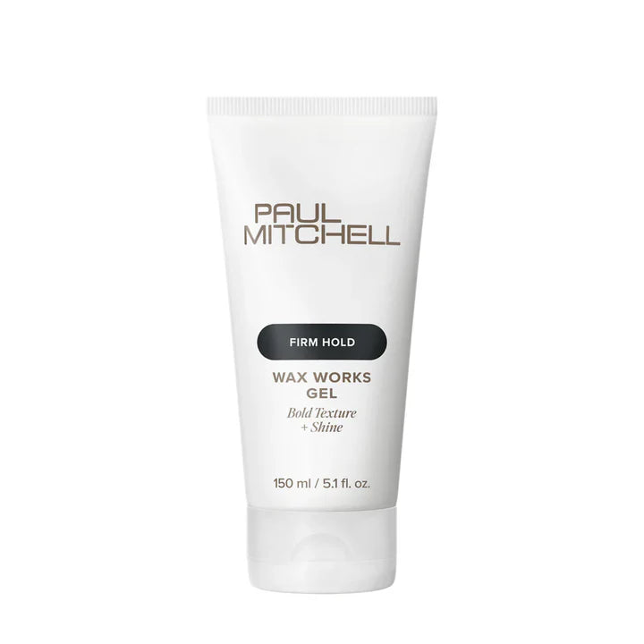 Hair styling wax gel tube, Firm Hold Wax Works Gel, 150 ml, white with black label