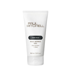 Hair styling wax gel tube, Firm Hold Wax Works Gel, 150 ml, white with black label