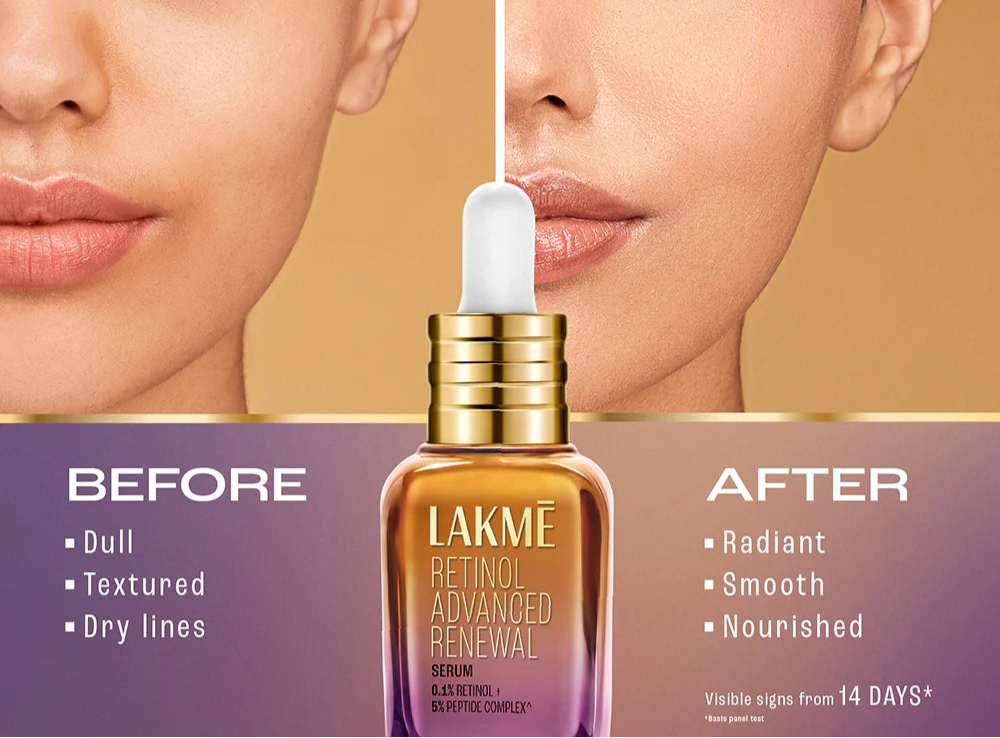 Lakme Retinol Advanced Renewal Serum 0.1% Retinol + 5% Peptide Complex - 30 ml