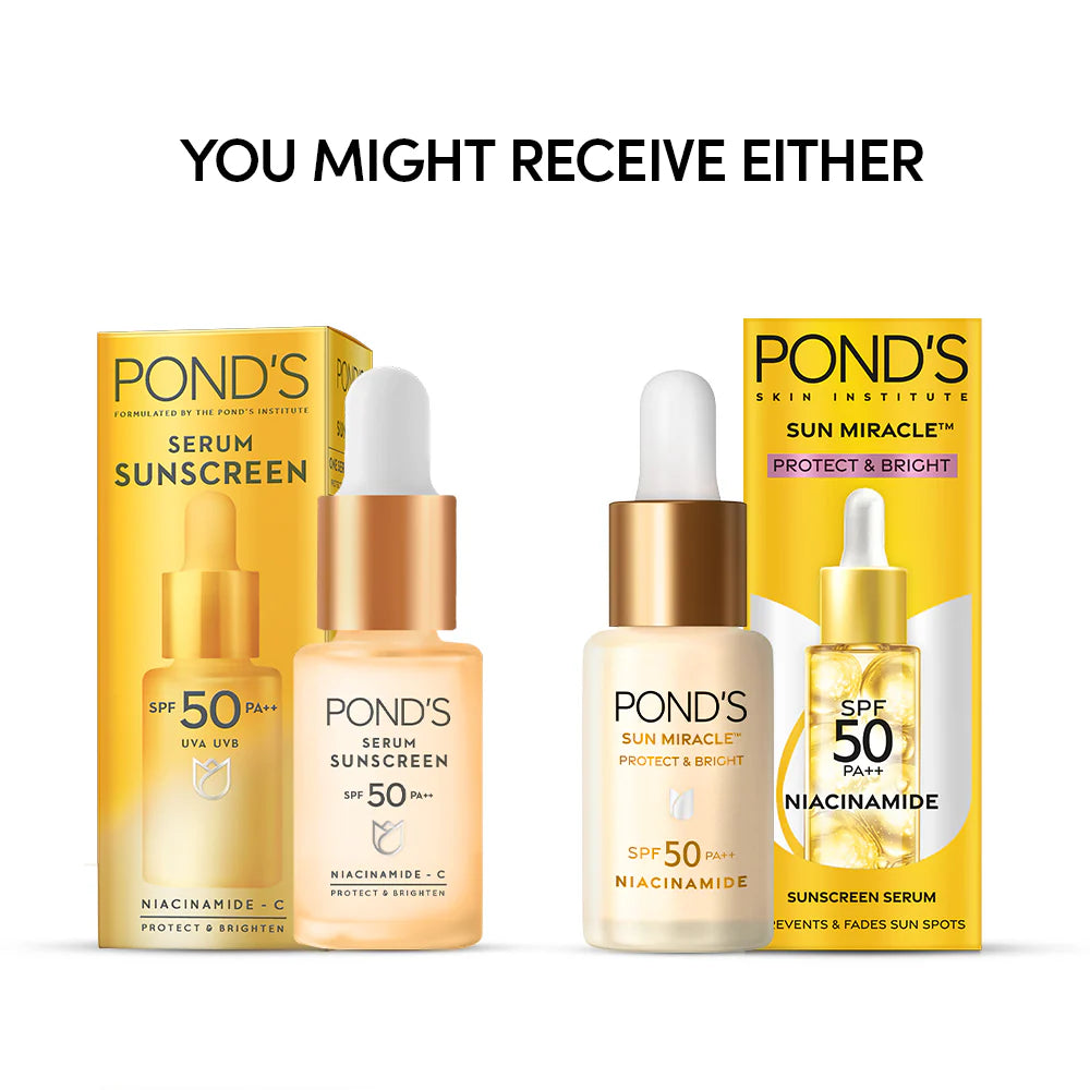 Pond's  SPF 50 PA+++ UVA UVB Protect & Bright Serum Sunscreen with Niacinamide C - 14 ml