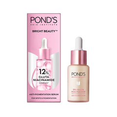 Pond's Bright Beauty 12% gluta niacinamide serum bottle with pink cap and carton