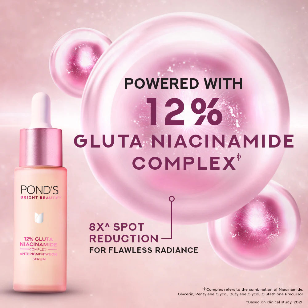 Pond's Bright Beauty 12% gluta niacinamide complex serum bottle with pink cap
