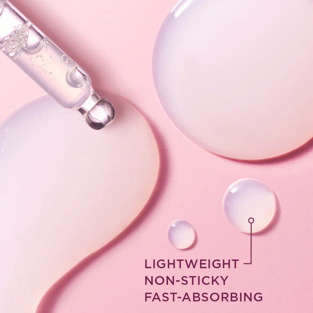 Serum dropper and bottle with small clear gel-like droplets