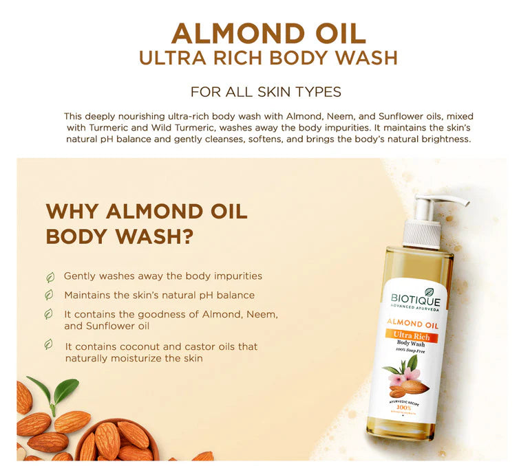 Biotique Almond Oil Ultra Rich Body Wash 200ml