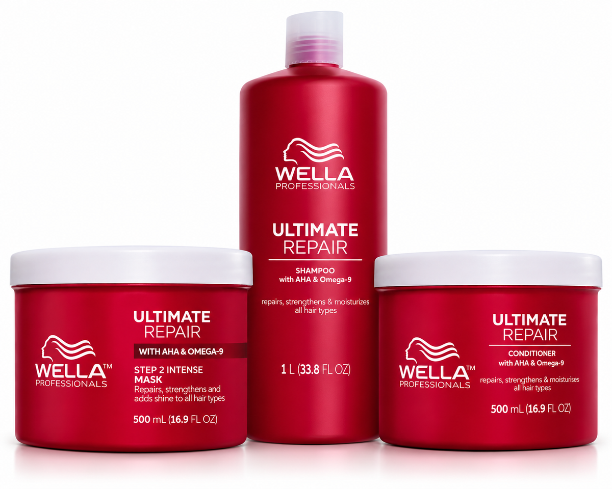 Wella Professionals Ultimate Repair Shampoo Refill Pouch 1L + Conditioner 500ml + Mask 500ml Bundle