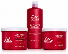 Wella Professionals Ultimate Repair Shampoo Refill Pouch 1L + Conditioner 500ml + Mask 500ml Bundle