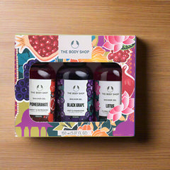 The Body Shop - Mini Trio Shower Gift Set Treat - Lotus Shower Gel 50ml, Black Grape Shower Gel 50ml, Pomegranate Shower Gel 50ml