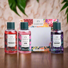 The Body Shop - Mini Trio Shower Gift Set Treat - Lotus Shower Gel 50ml, Black Grape Shower Gel 50ml, Pomegranate Shower Gel 50ml