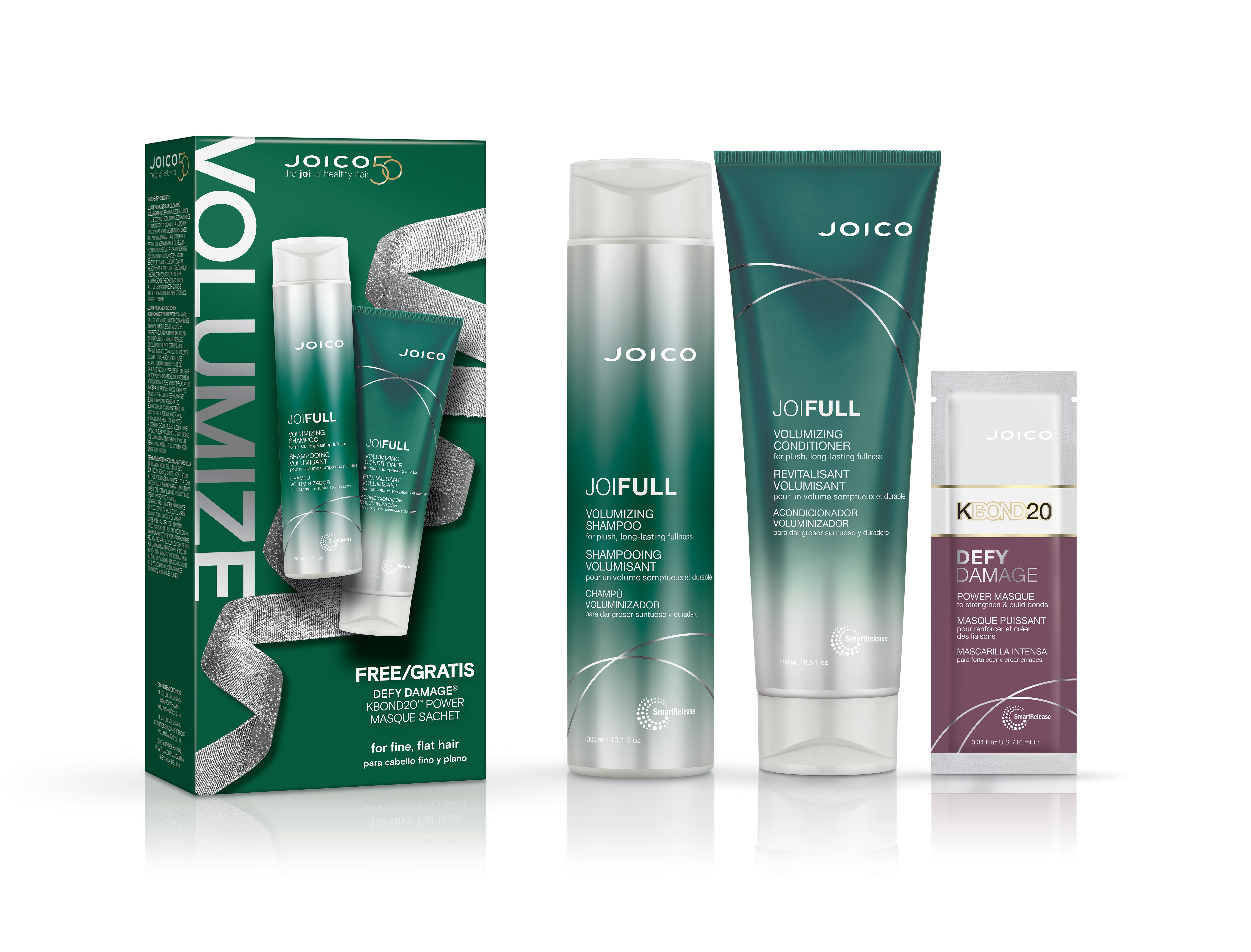 Joico Joifull volumizing holiday duo pack with two hair care bottles and box