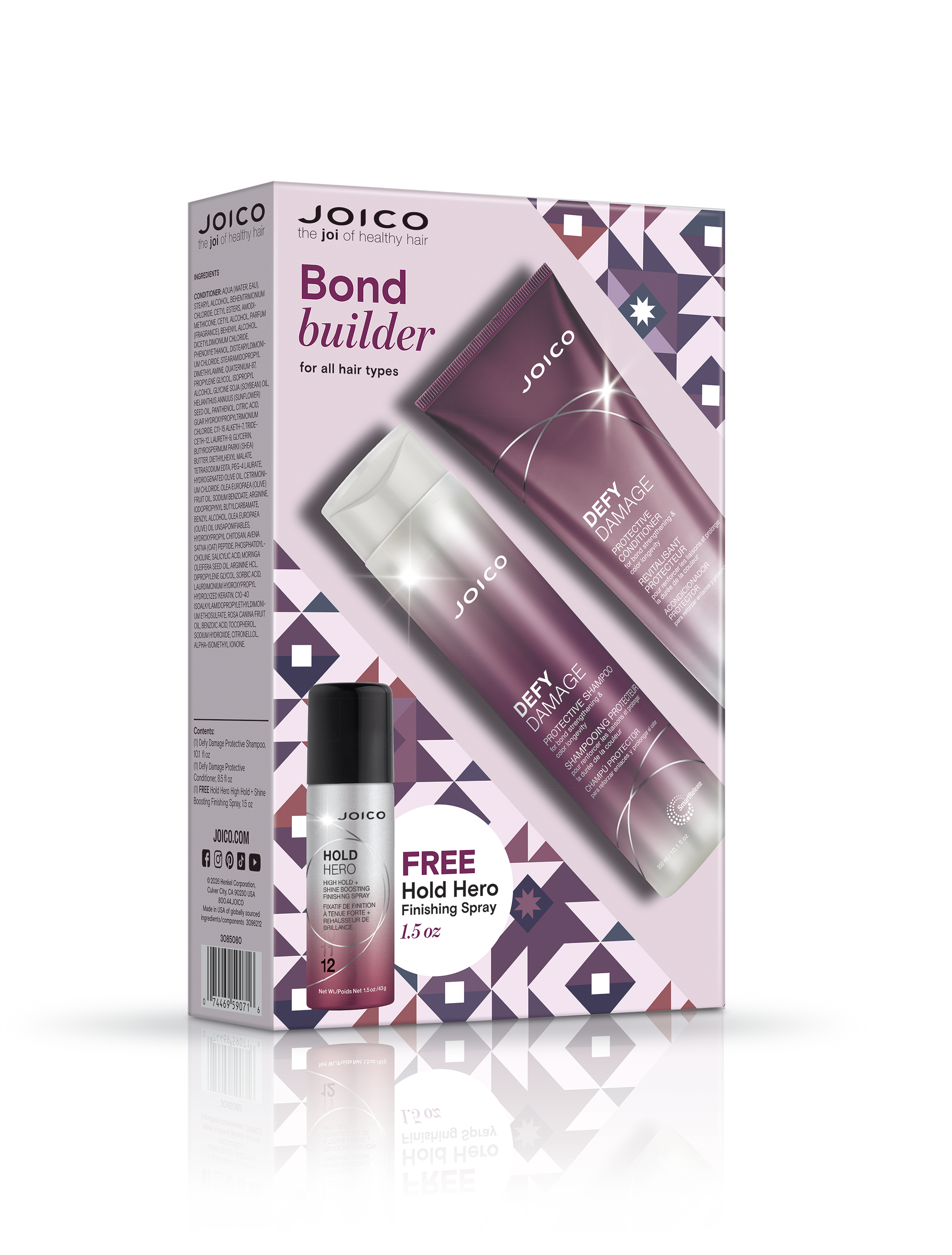 Joico Bond Builder holiday duo gift box with two bottles and Hold Hero mini