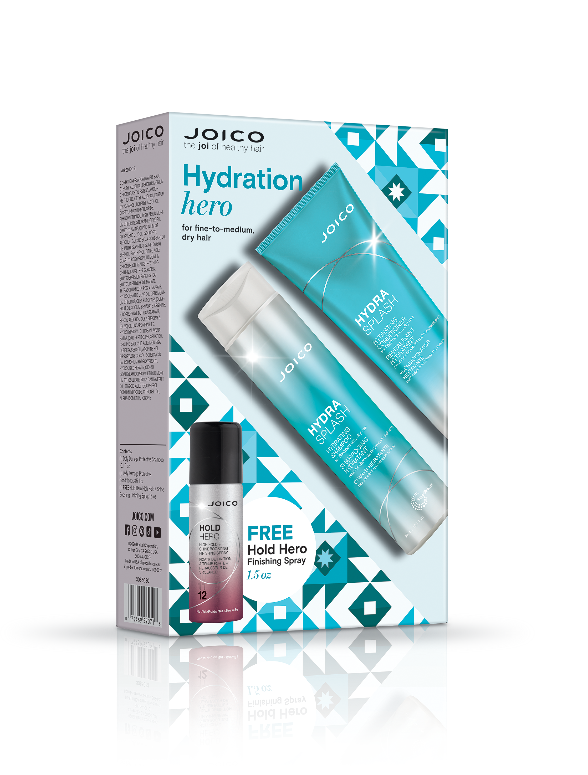 Joico Hydration Hero holiday duo set with mini Hold Hero bottle and shampoo/conditioner