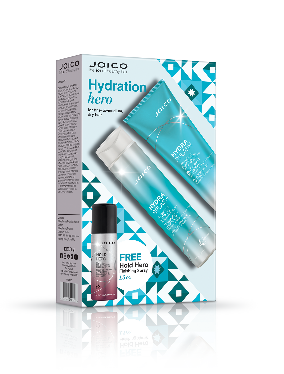 Joico Hydration Hero holiday duo set with mini Hold Hero bottle and shampoo/conditioner