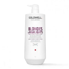 Hair care bottle with pump, Goldwell Dualsenses Blondes & Highlights anti-yellow, centered