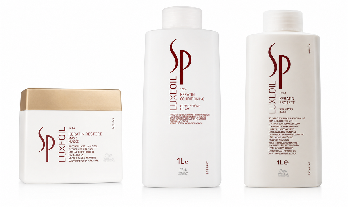 Wella SP LuxeOil Keratin Protect Trio | Shampoo 1L + Conditioner 1L + Keratin Restore Mask 400ml
