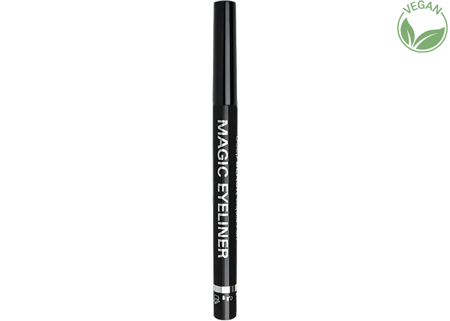 Magic Eyeliner liquid eyeliner pen, deep black, slim black barrel with cap