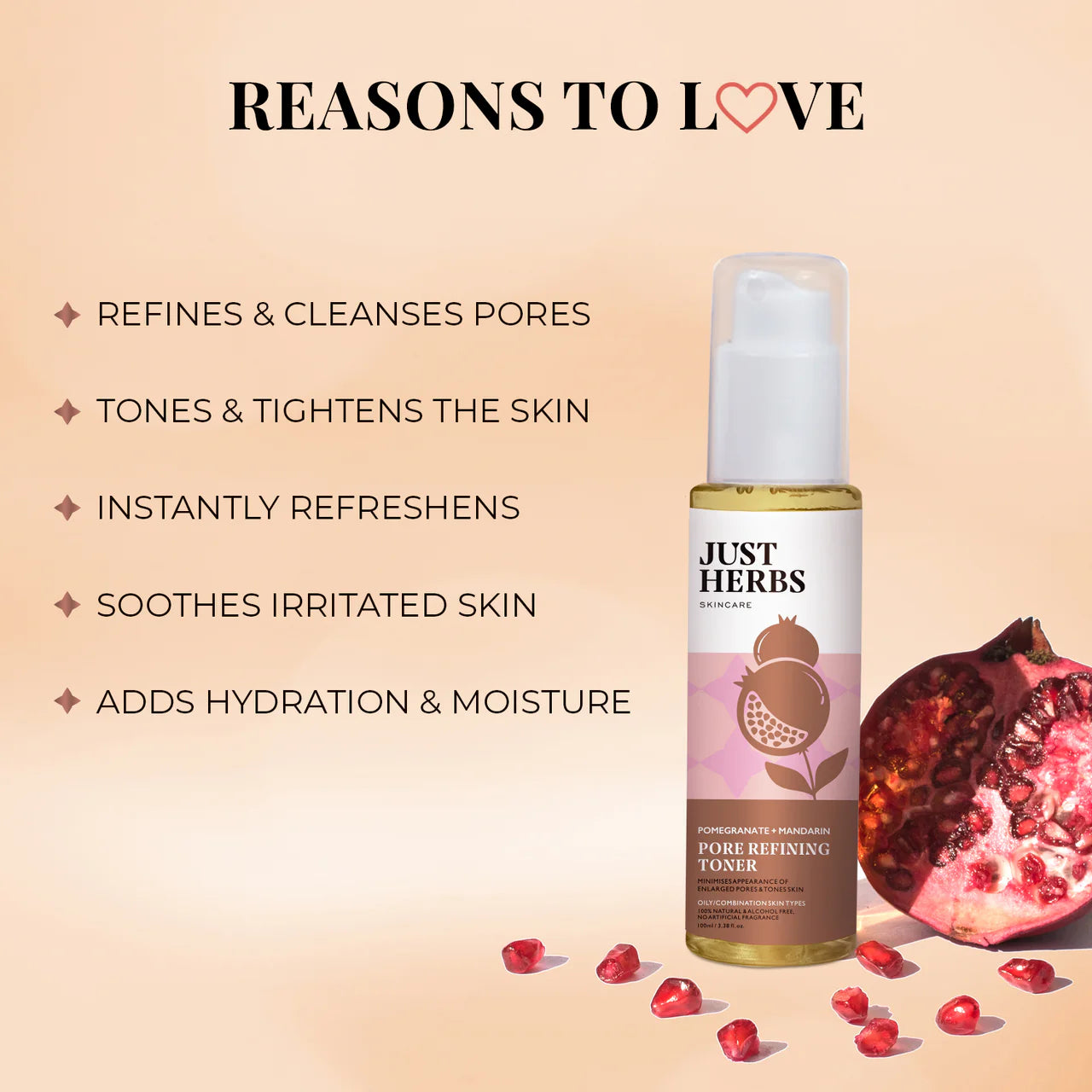 Just Herbs - Pomegranate & Mandarin Pore Refining Tonique (Enlarged Pores) 100ml