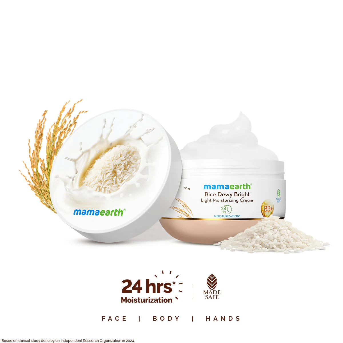 Mamaearth - Rice Dewy Bright Light Moisturizing Cream with Rice Water & Niacinamide for Glass-Skin 50g