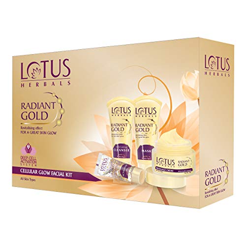 Lotus Herbals Radiant Gold Cellular Glow 5-in-1 Facial Kit 170g