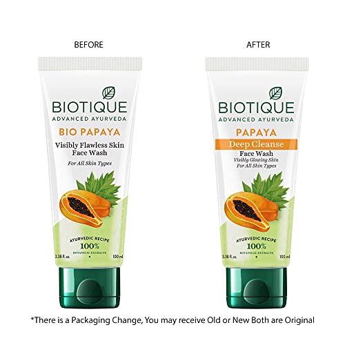 Biotique Set of 2 Papaya Deep Cleanse Visibly Glowing Skin Face Wash - 100ml Each