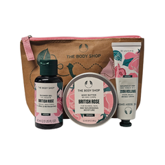 The Body Shop - British Rose Trio Gift Set - British Rose Shower Gel 60ml, British Rose Hand Cream 30ml, British Rose Body Butter 50ml, Carry Bag