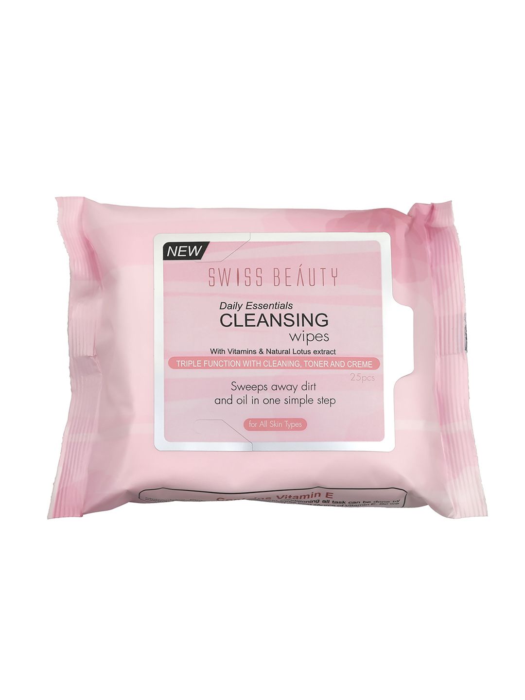 Swiss Beauty cleansing wipes pack in pink pouch with front label