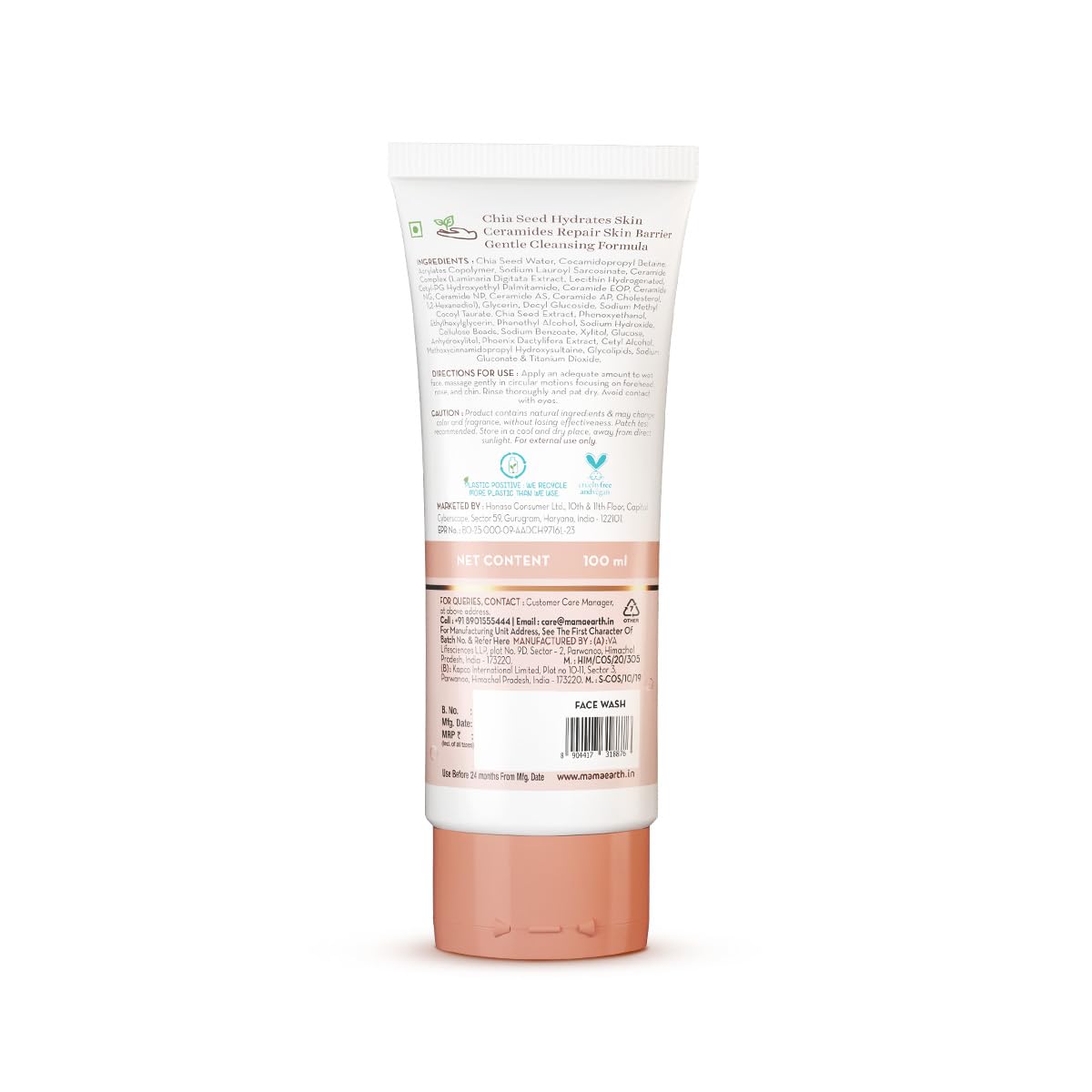 Mamaearth - Chia Oil-Free Face Wash with Chia Seed & Ceramides for Hydrated Glow 100ml