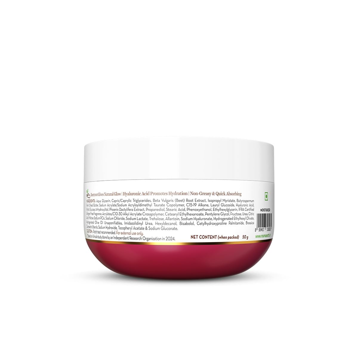 Mamaearth - Beetroot Hydraful Light Moisturizing Cream with Beetroot & Hyaluronic Acid for Hydrated Pink Glow 50g