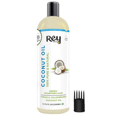 Rey Naturals - Coconut Oil | 100% Pure & Natural Virgin Coconut Oil for Hair and Skin | Hair Growth, Strengthens Hair, Improves Scalp Condition | 200ml