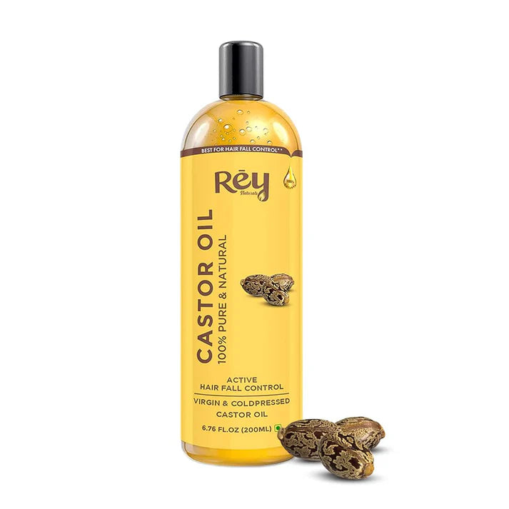 Rey Naturals - Cold Pressed Extra Virgin Castor Oil For Hair Growth | Nourishing Hair Oil For All Hair Types | Deeply Moisturizes, Repairs And Strengthens Hair | For Hair Growth And Adds Shine | 200ml