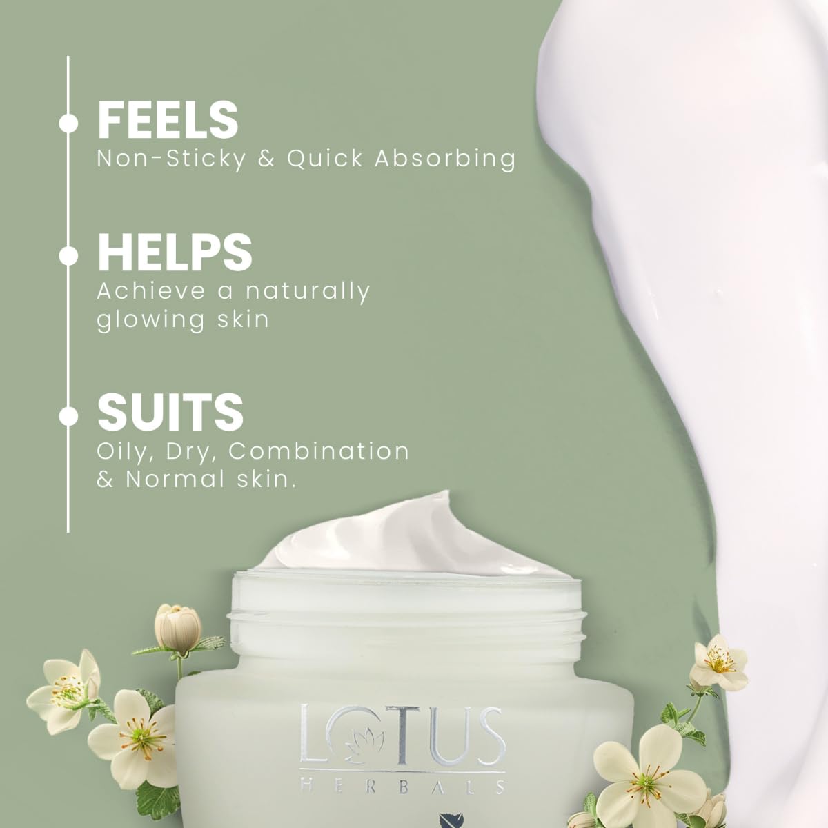 Lotus Herbals White Glow Skin Tightening Brightening Gel Creme with SPF 25 40g