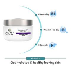 Olay Natural Aura Night Cream for Healthy Glow with Vitamin B3, Pro B5 & E - 50g