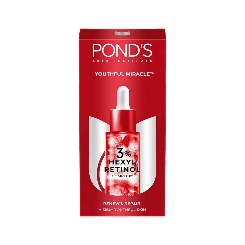 POND’S 3% Hexyl Retinol complex renew & repair serum box with dropper icon