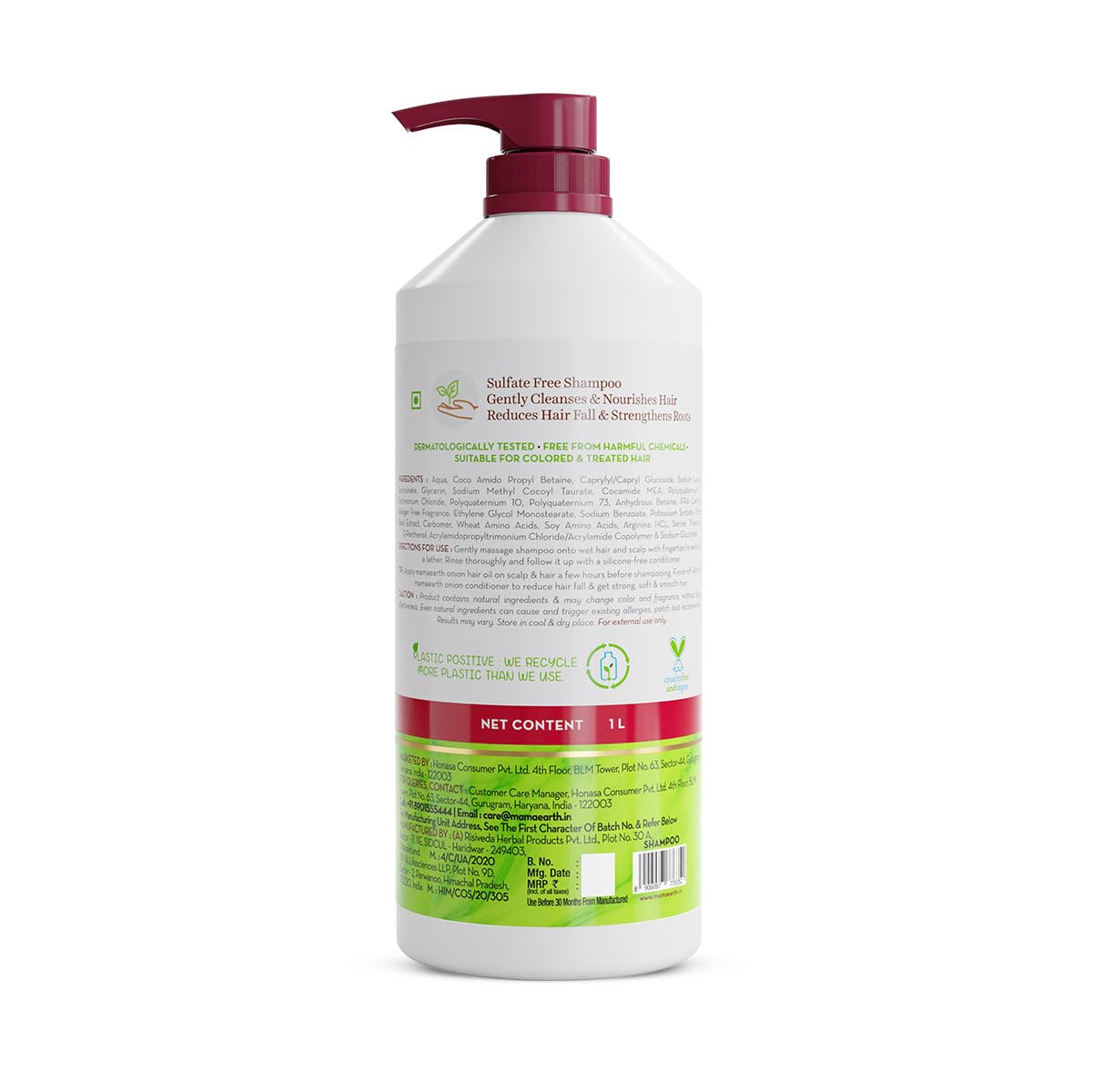 Mamaearth - Onion Shampoo for Hair Fall Control and Hair Growth with Onion & Plant Keratin - 1L