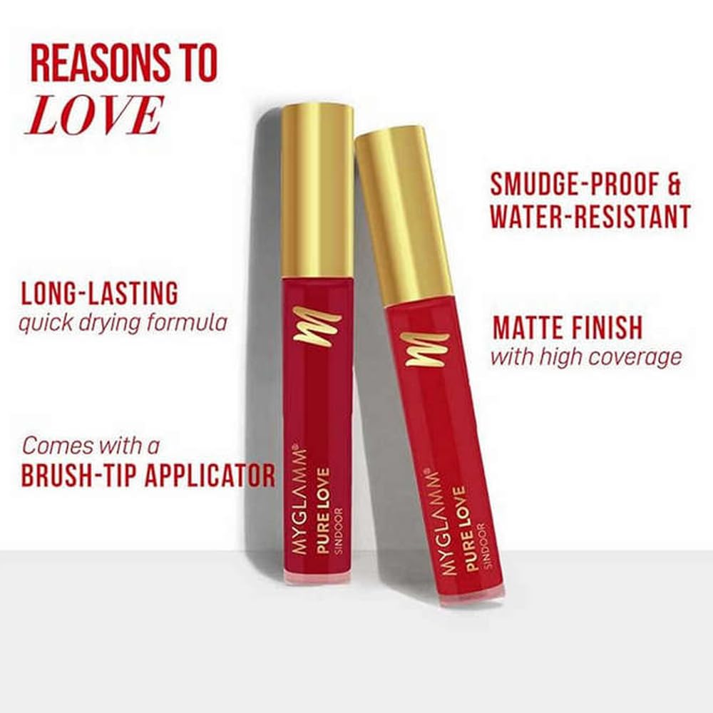 MyGlamm - Pure Love Sindoor - Royal Red (Red Shade) | Quick Dry, Long Lasting, Smudgeproof, Water-Resistant & Sweatproof Liquid Sindoor