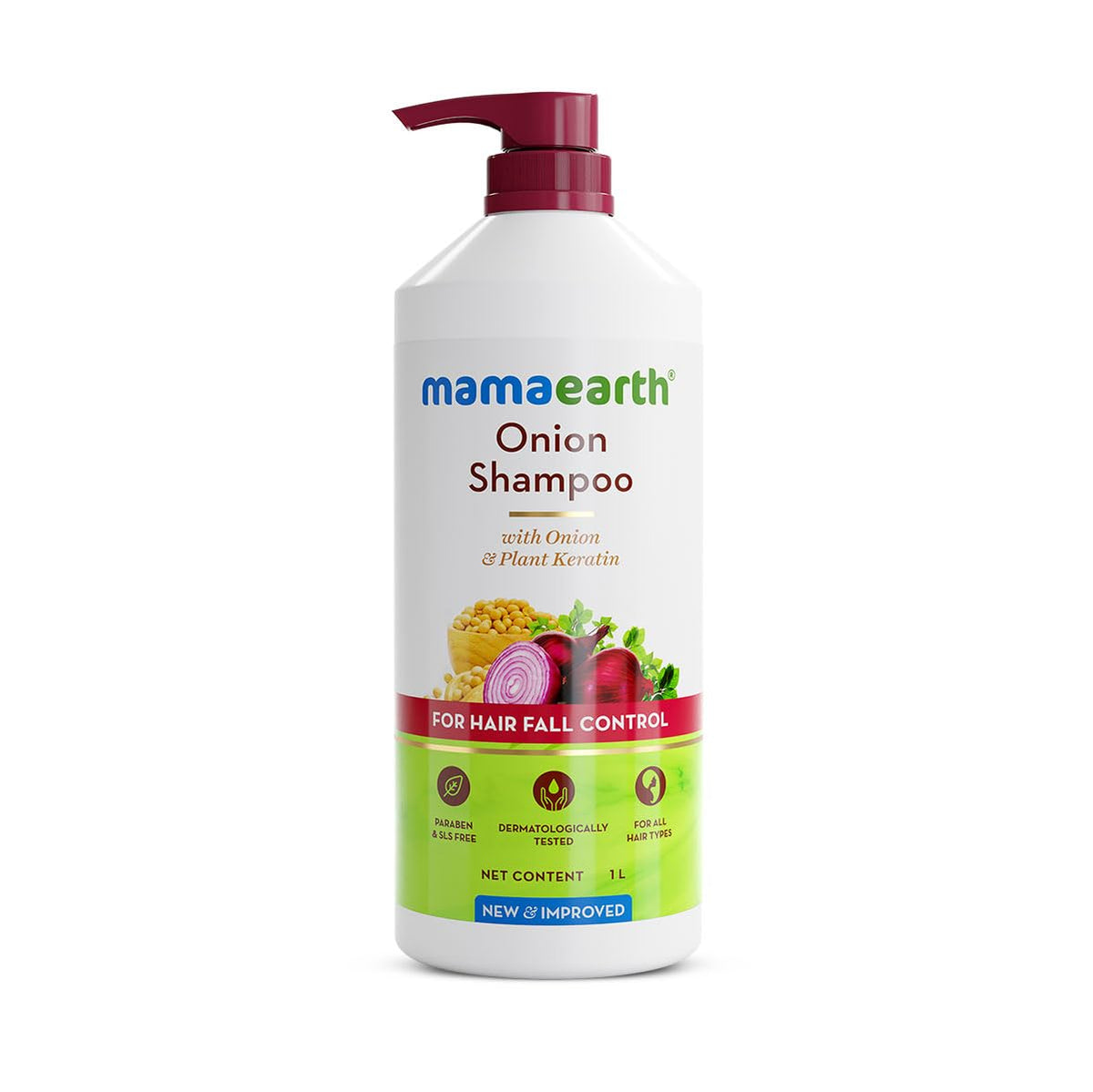 Mamaearth - Onion Shampoo for Hair Fall Control and Hair Growth with Onion & Plant Keratin - 1L