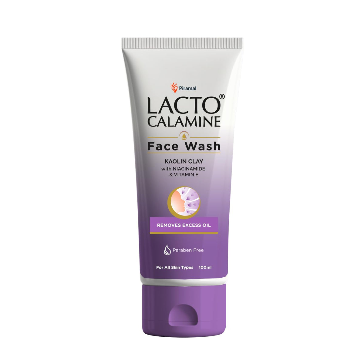 Lacto Calamine face wash tube with kaolin clay, niacinamide and vitamin E, 100 ml.