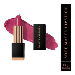 MyGlamm - Manish Malhotra Soft Matte Lipstick - Flirty Fuchsia (Hot Pink Shade) | Long Lasting, Hydrating, Moisturising, Matte Finish Creamy Lipstick