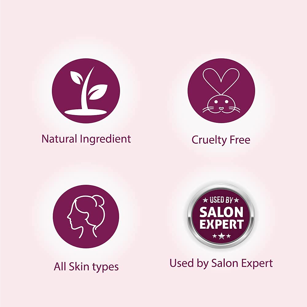 WhiteGlow facial kit packaging icons: natural ingredient, cruelty free, all skin types