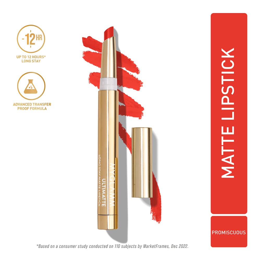 MyGlamm - Ultimatte Long-Stay Matte Lipstick Upto 12hr 1.3g Shade No. 06 Promiscuous