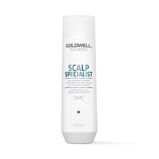 Goldwell Dualsenses Scalp Specialist anti-dandruff shampoo bottle, 250 mL, white