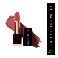 MyGlamm - Manish Malhotra Soft Matte Lipstick - Sugar Almond (Toasted Brown Shade) | Long Lasting, Hydrating, Moisturising, Matte Finish Creamy Lipstick