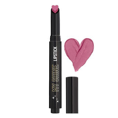 Heart-cap lipstick with pink bullet and open black tube