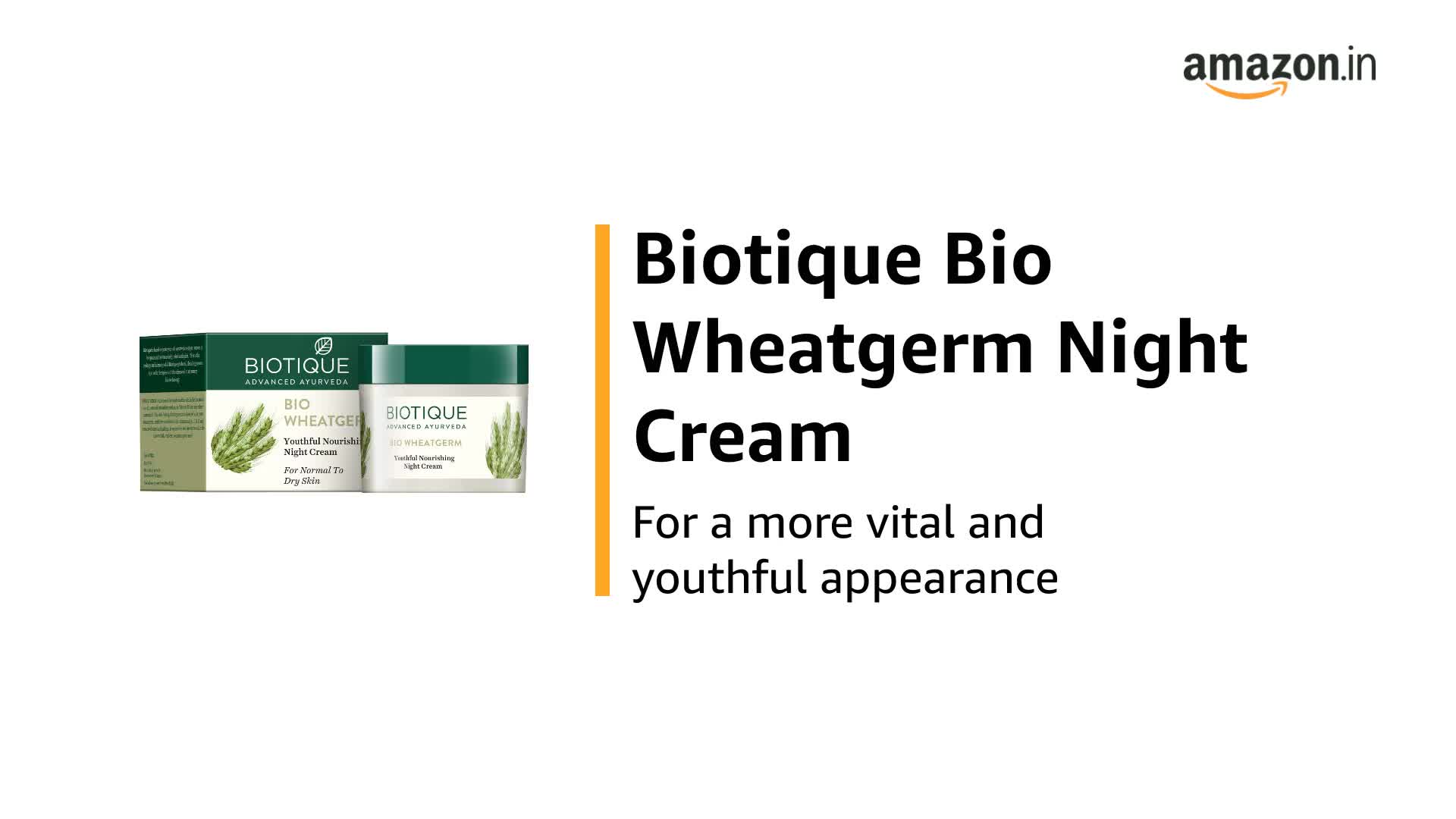 Biotique Wheatgerm Anti-Ageing Night Cream - Targeting Wrinkles & Dull, Dry Skin - 50g