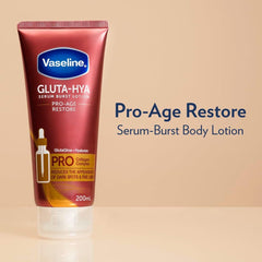 Vaseline Gluta-Hya Body Lotion for visibly bright and smooth skin Pro-Age Restore with Pro Collagen Complex to reduce fine lines 200ml